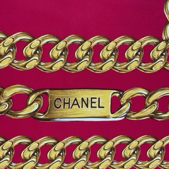 Huge Chanel Vintage silk scarf - chain link design - w/ authenticity certificate - Picture 2 of 7